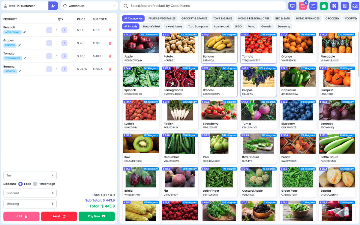 ApePOS Point of Sale Screen